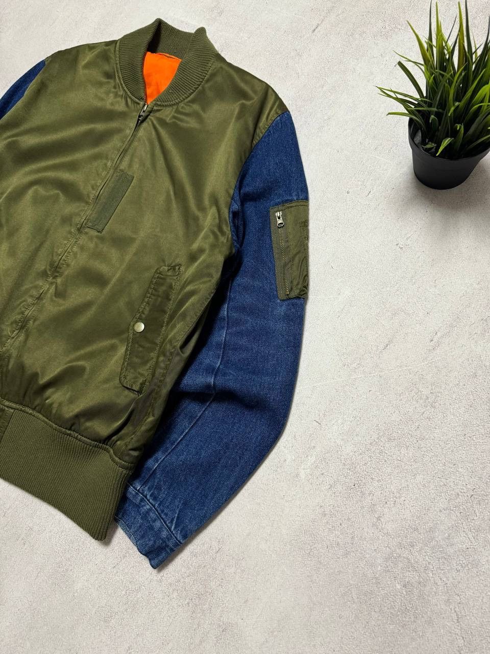Japanese Brand × Vintage Vintage Bomber Jacket Denim Sleeve Avant-Garde Y2K 90s Size US S / EU 44-46 / 1 - 2 Thumbnail