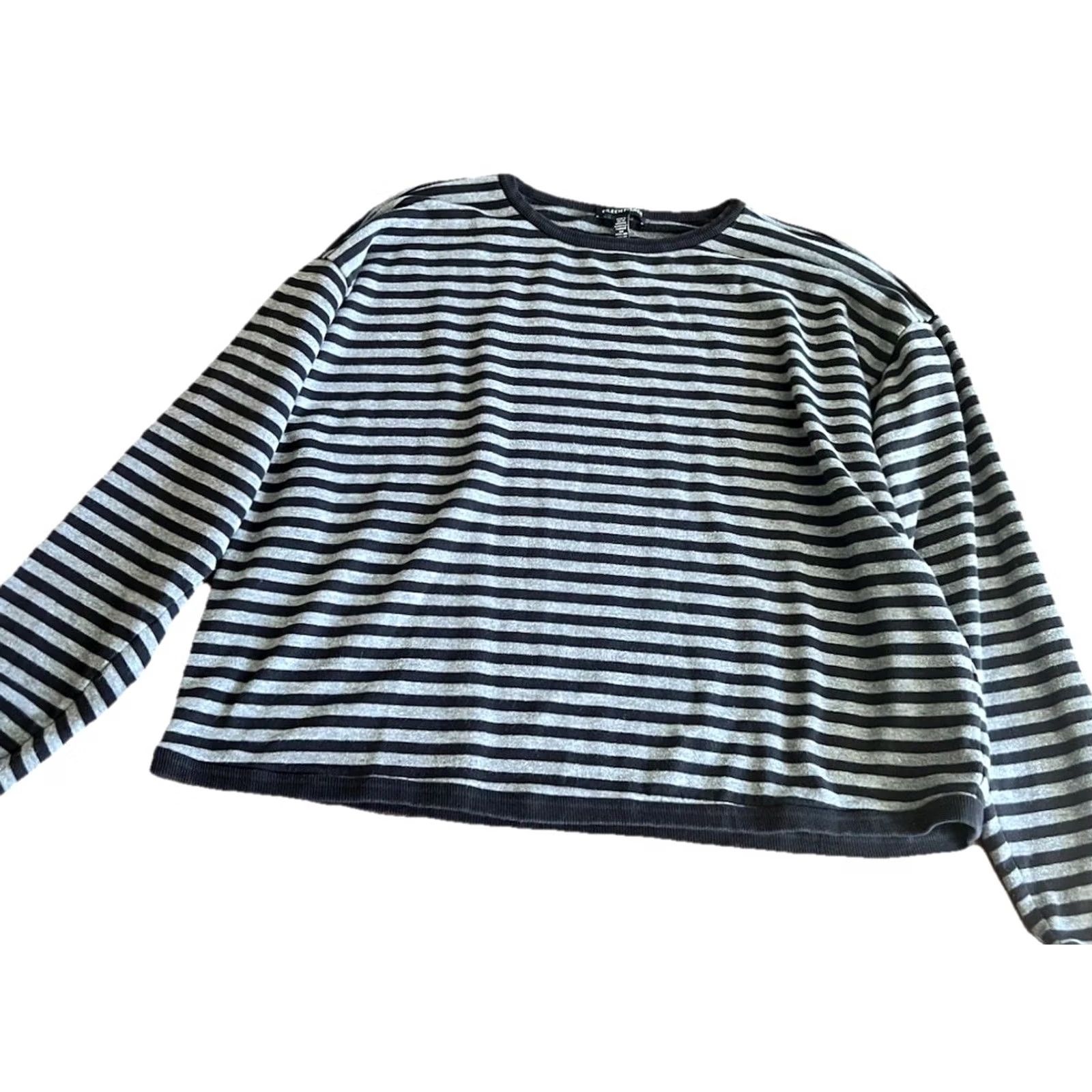 Eileen Fisher Eileen Fisher Womens Sweater Gray Stripe Stretch Knit Round Neck S Size S / US 4 / IT 40 - 2 Thumbnail