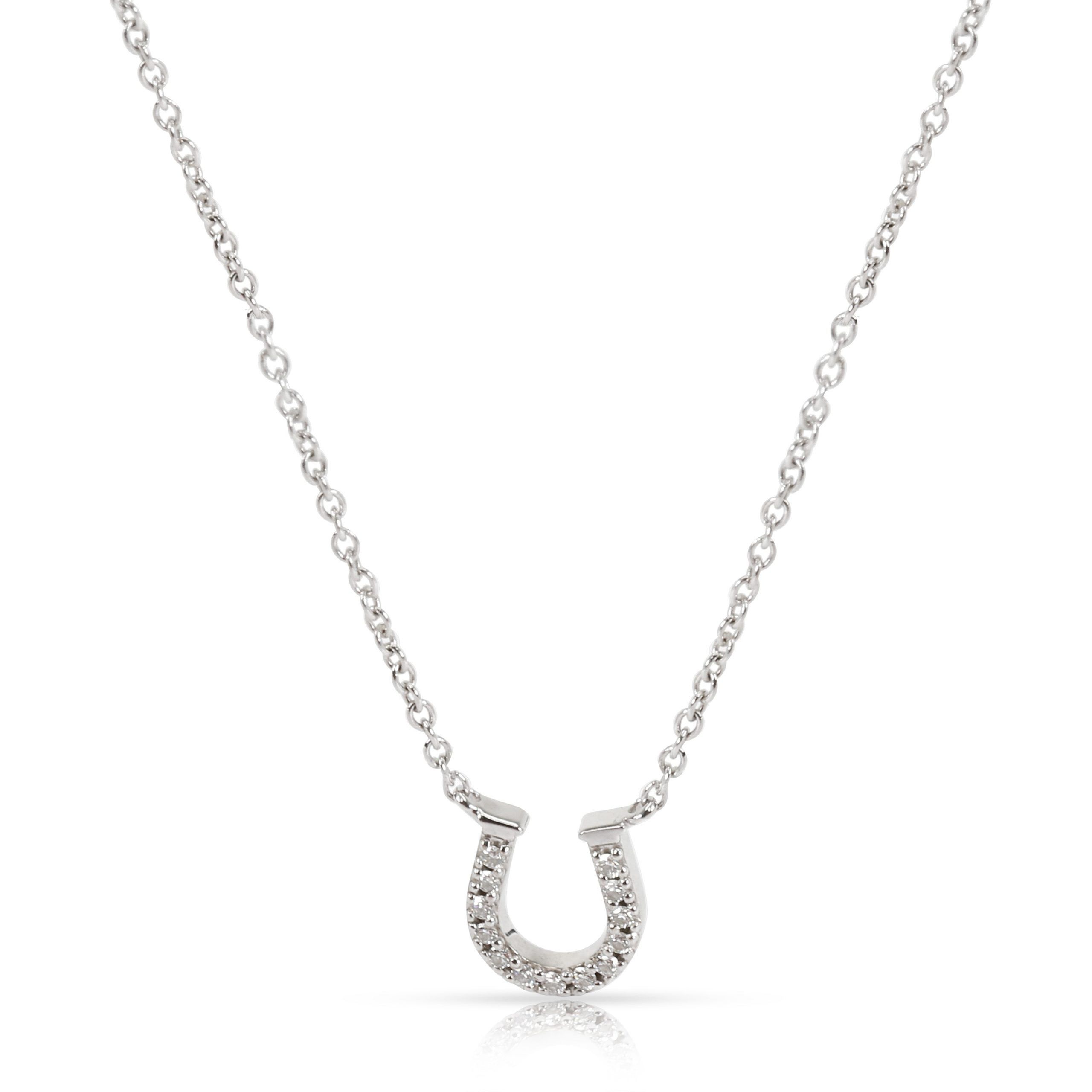 image of Tiffany Co Tiffany & Co. Diamond Horseshoe Necklace In 18K White Gold (0.06 Ctw), Women's