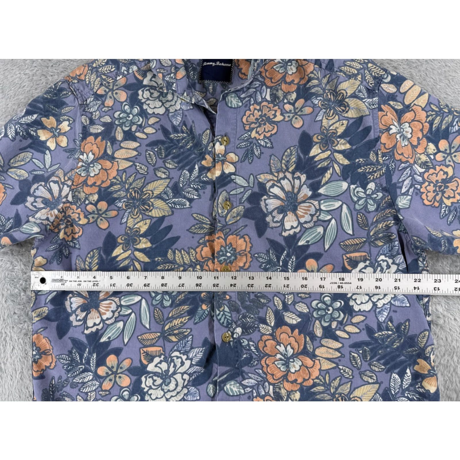 Tommy Bahama VINTAGE Tommy Bahama Shirt Men Large Purple Floral 100% Lyocell Hawaiian Button Pocket Shirt Size US L / EU 52-54 / 3 - 7 Thumbnail