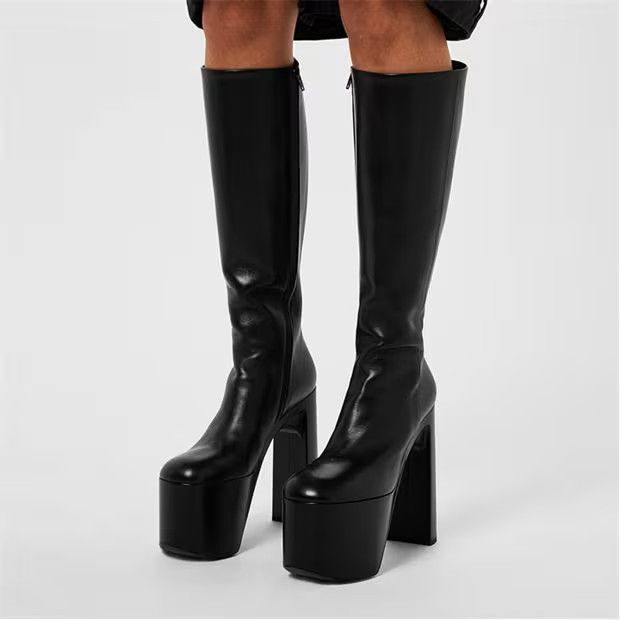 Balenciaga o1g2r1mq0924 Camden Platform Knee Boots in Black Size US 9 / IT 39 - 5 Thumbnail