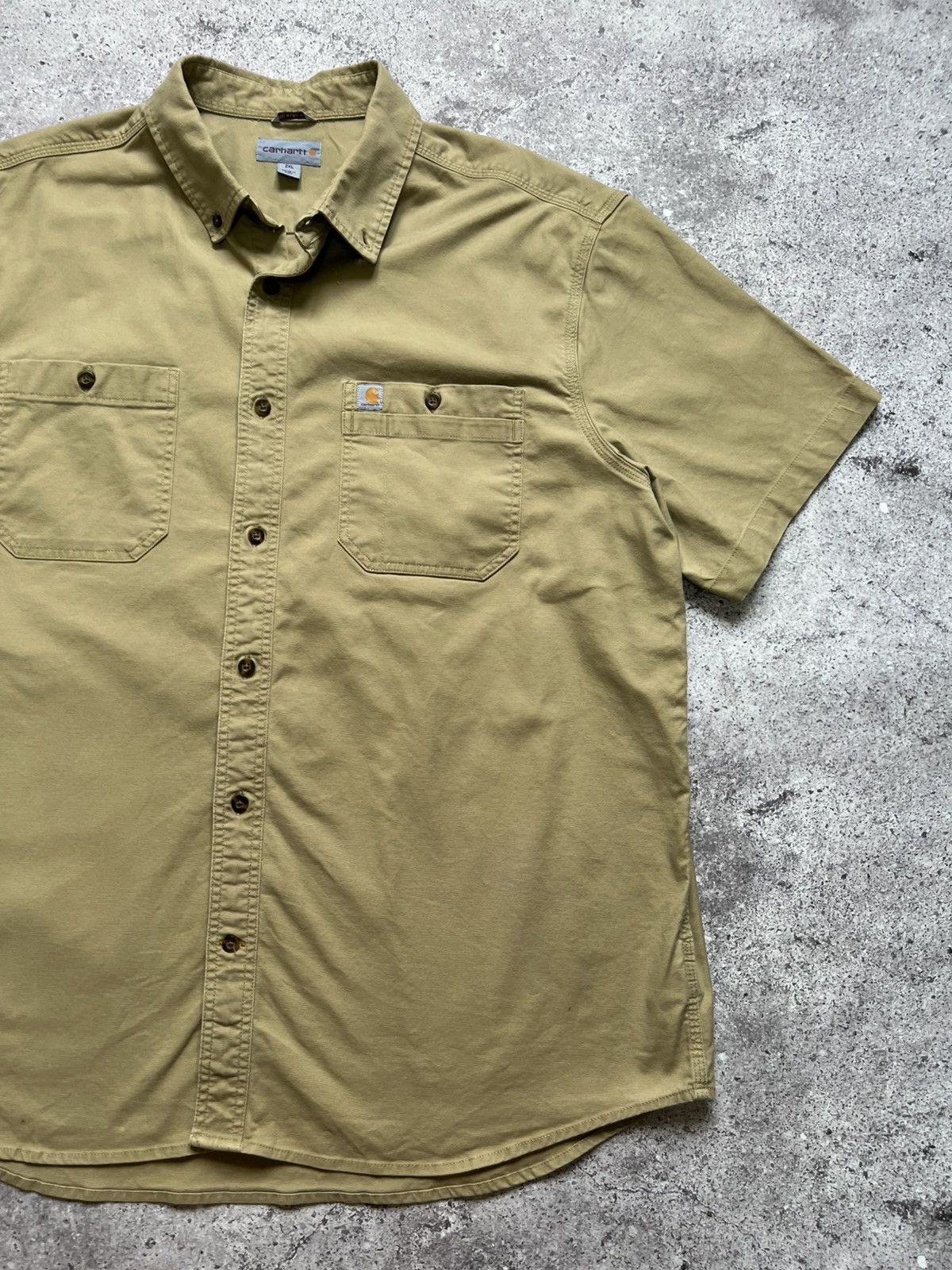 Carhartt × Vintage Vintage Carhartt Work Shirt Short Sleeve Beige Mens Size US XXL / EU 58 / 5 - 3 Thumbnail