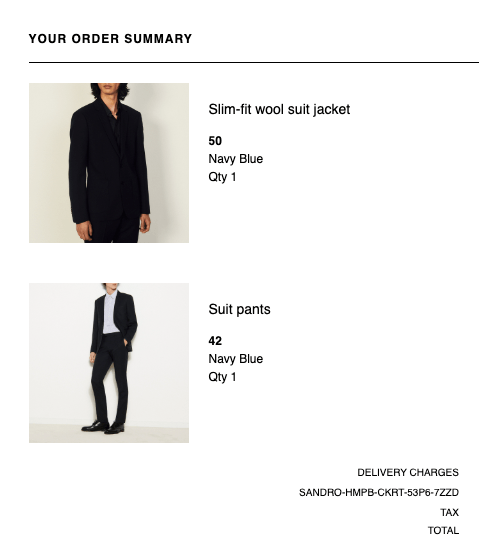 Sandro Sandro Slim Fit Suit Size 50R - 7 Thumbnail