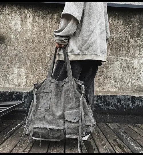 Vintage Tote Bag Canvas Single Vintage Solid Hasp Shoulder Bag Size ONE SIZE - 4 Thumbnail