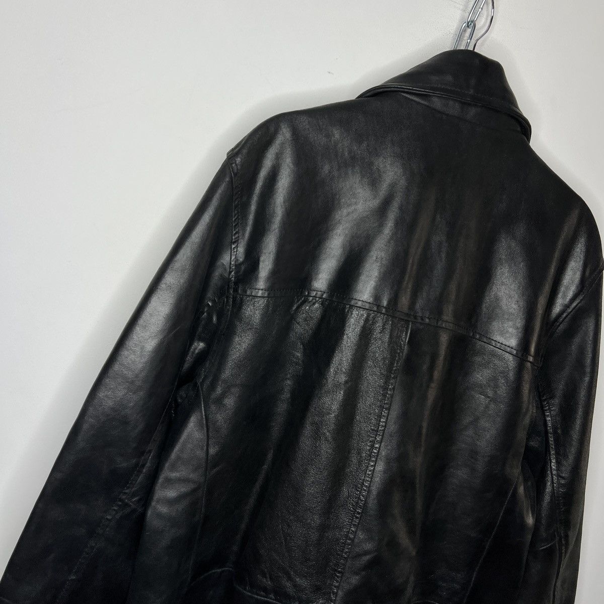 Vintage Vintage Heavy Genuine Leather Coat Double Breasted Black 90s Size US M / EU 48-50 / 2 - 9 Thumbnail