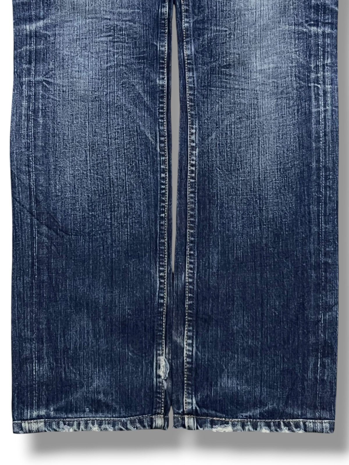 Japanese Brand Vintage Degaine Usa - Faded Wash Honeycomb, Distressed Denim Size 30" / US 8 / IT 44 - 6 Thumbnail