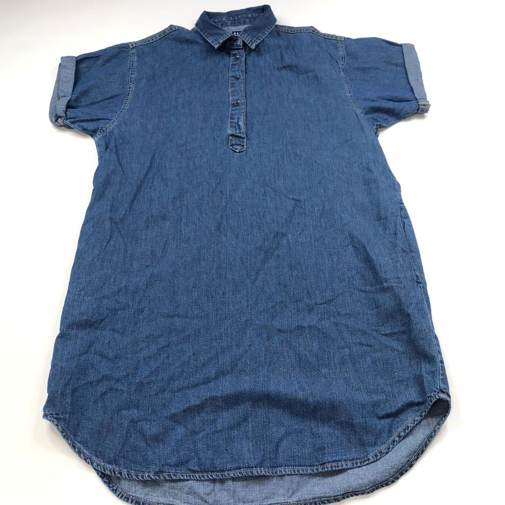 Gap Gap Denim Shirt Dress Women's Blue Short Sleeve Collared Above Knee Small Chambray Tunic Dress Model 100% Cotton Regular Size S Size S / US 4 / IT 40 - 2 Thumbnail