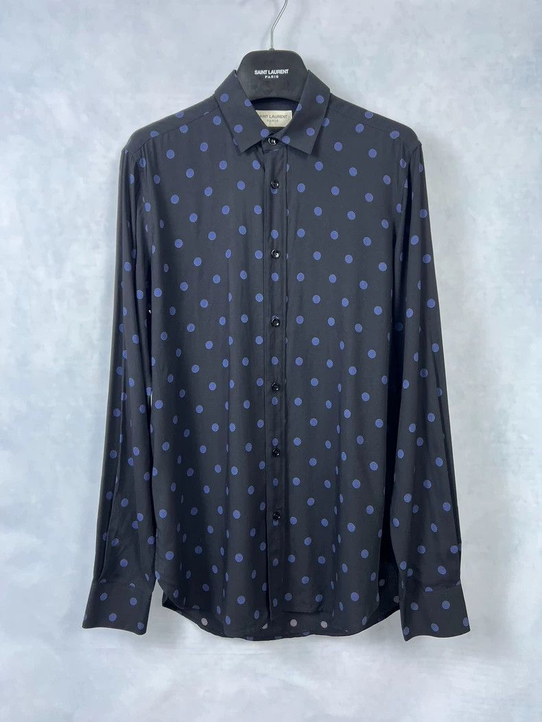 Yves Saint Laurent Saint Laurent size 37 16 FW blue polka-dot shirt 2503-Nexta Size US M / EU 48-50 / 2 - 1 Thumbnail
