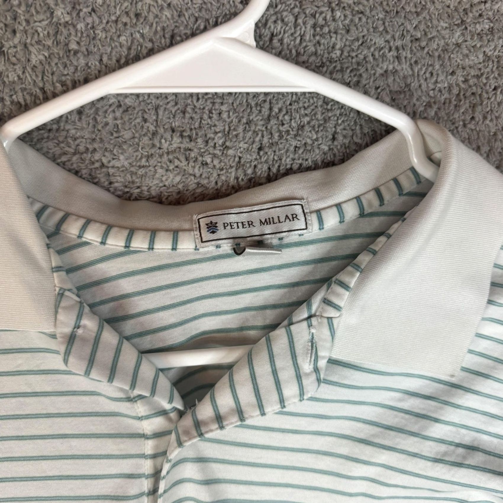 Peter Millar Peter Millar Polo Shirt Mens M White Green Stripe Cotton AC 1896 Logo Short Sleeve Golf Shirt Size US M / EU 48-50 / 2 - 7 Thumbnail