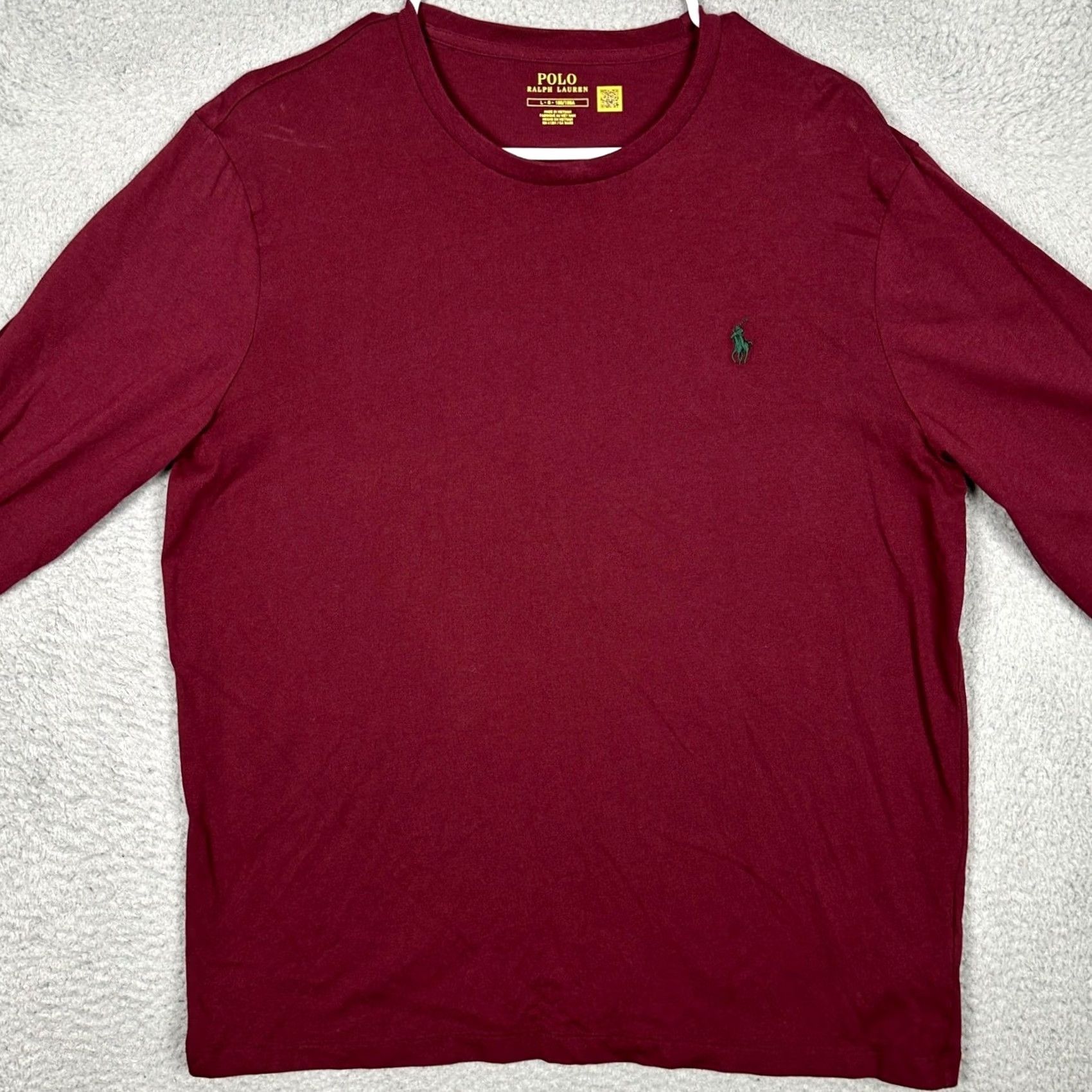 Polo Ralph Lauren Polo Ralph Lauren Mens Large Long Sleeve T-Shirt Burgundy Red Pony Crewneck Tee Size US L / EU 52-54 / 3 - 2 Thumbnail