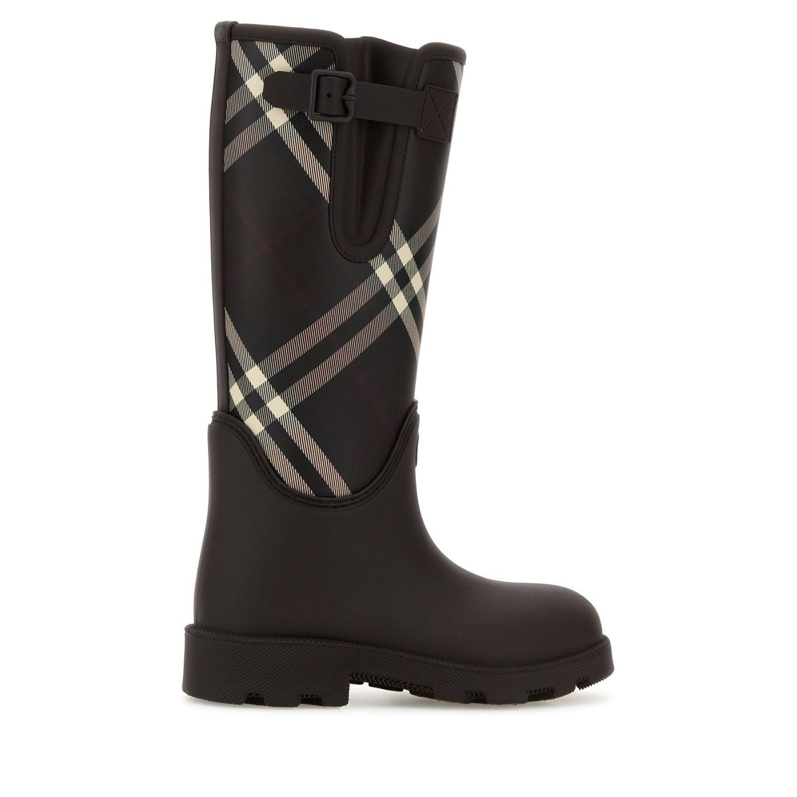 Burberry BURBERRY Check Back Brown Canvas Boots New & Authentic (Wome Size US 6 / IT 36 - 3 Thumbnail