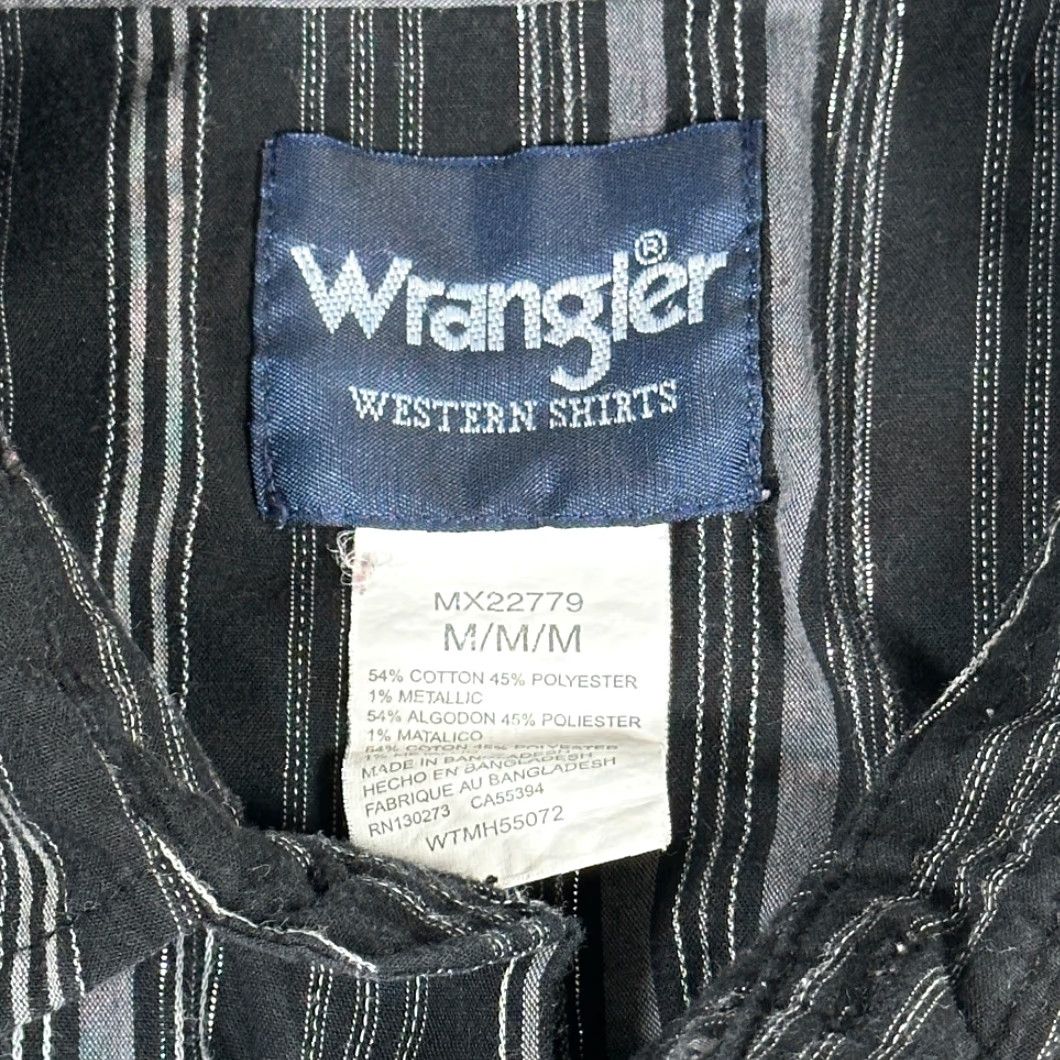 Wrangler Wrangler Western Shirt Adult MEDIUM Black Gray Silver Striped Pearl Snap Cowboy Size US M / EU 48-50 / 2 - 5 Thumbnail