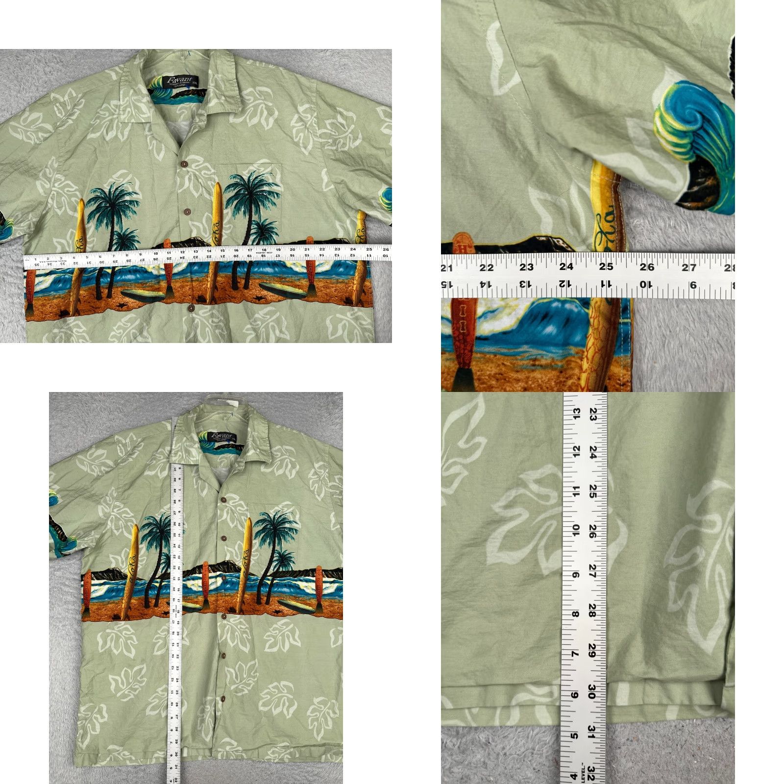 Vintage VINTAGE Favant Shirt Men 2XL Green SurfBoard Beach Palm Button Cotton Hawaiian READ Size US XXL / EU 58 / 5 - 8 Thumbnail