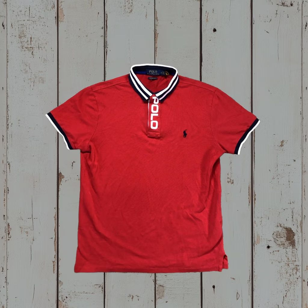 Polo Ralph Lauren Polo Shirt Mens M Red Custom Slim Fit Pony Logo Collar, Men's