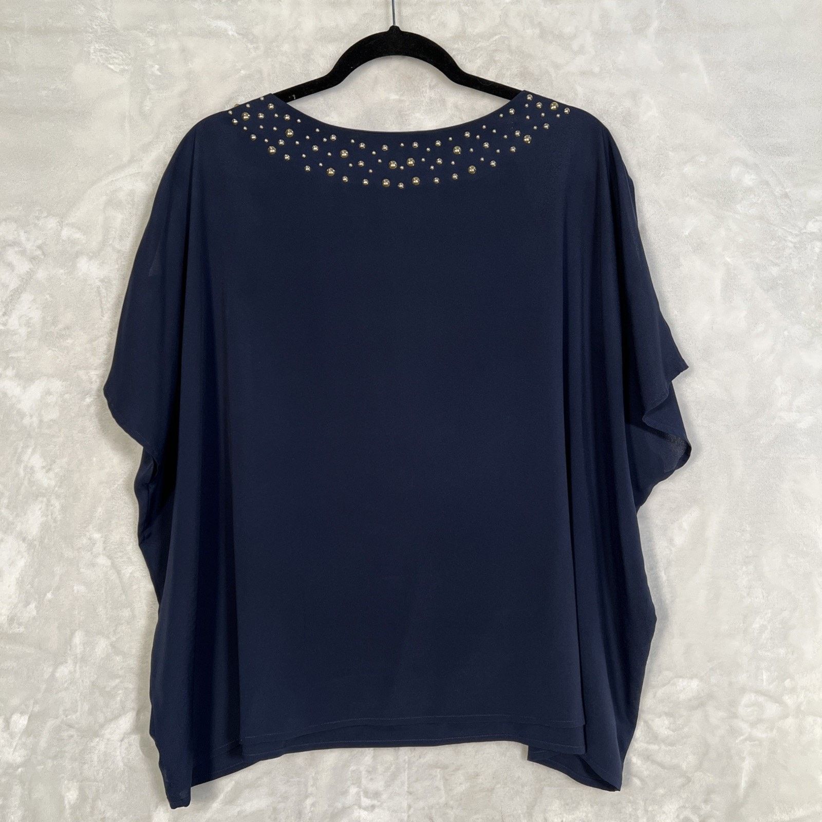 Lilly Pulitzer Lily Pulitzer Navy & Gold Studded Cold Shoulder Top - Size L / US 10 / IT 46 - 10 Thumbnail