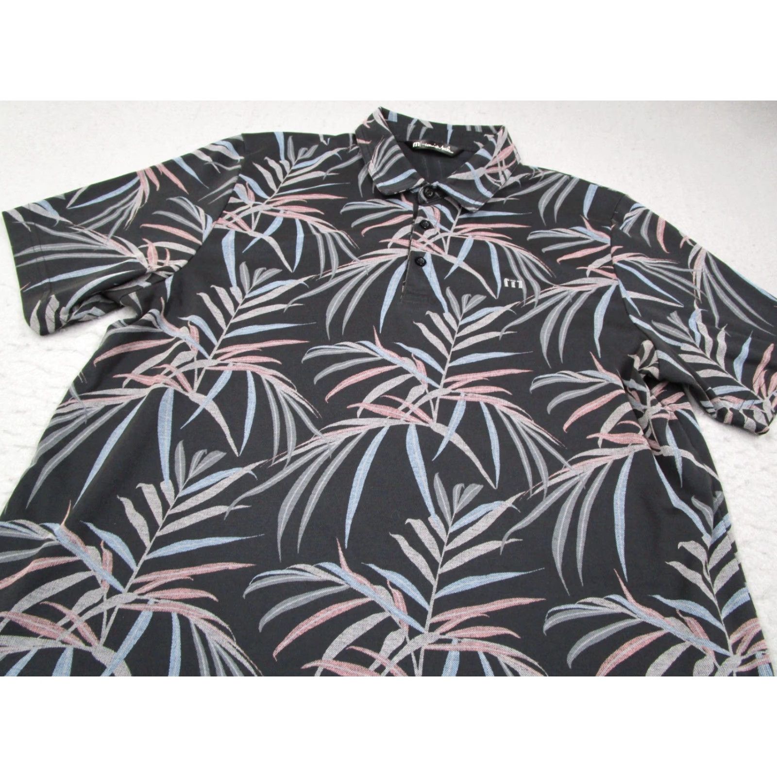 TravisMathew Travis Mathew Polo Shirt Mens XL Black Floral Performance Pima Cotton Golf Size US XL / EU 56 / 4 - 2 Thumbnail