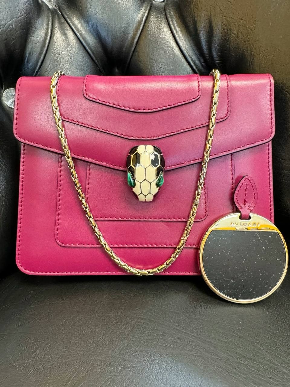 Bvlgari Serpenti Forever Square Crossbody Purple Shoulder