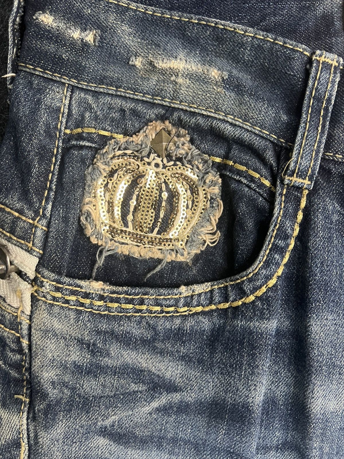 Tornado Mart Lolita Royal Crown Distressed Fade Whiskered Flare Size US 30 / EU 46 - 4 Thumbnail
