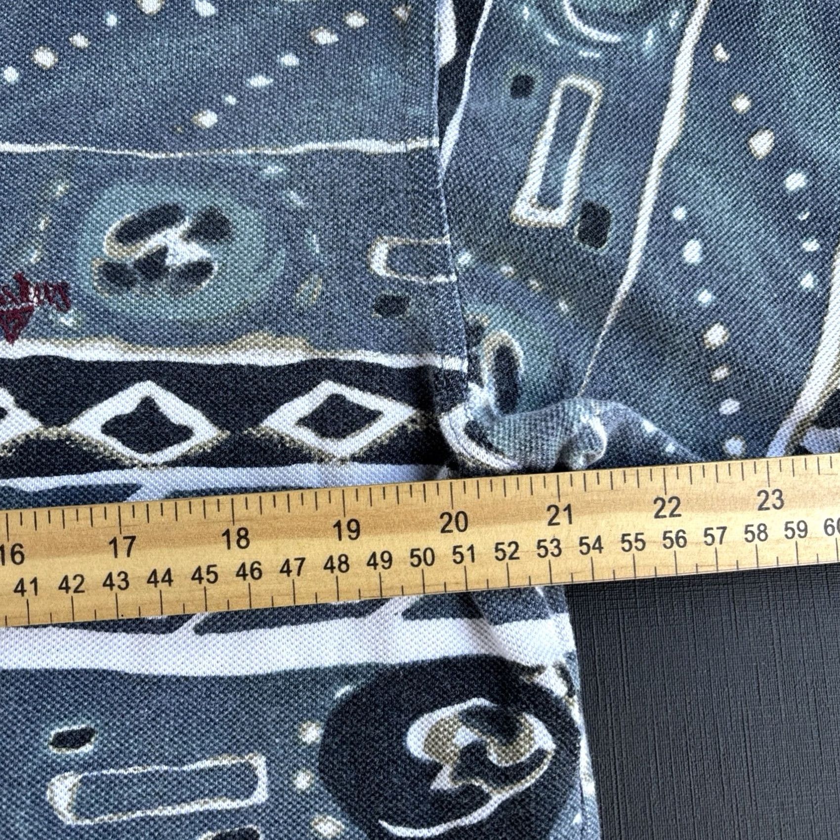 Guess VINTAGE GUESS Polo Shirt Denim Collar Geometric Short Sleeve 90s AOP M/L Mens Size US M / EU 48-50 / 2 - 4 Thumbnail