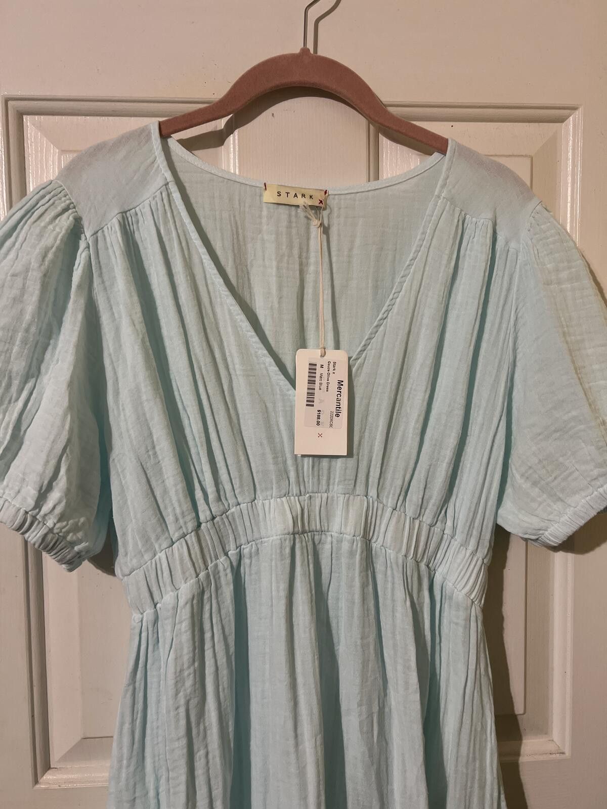 G-Star Stark X Guaze Light Blue Puff Sleeve Maxi Dress M $188 Size M / US 6-8 / IT 42-44 - 3 Thumbnail