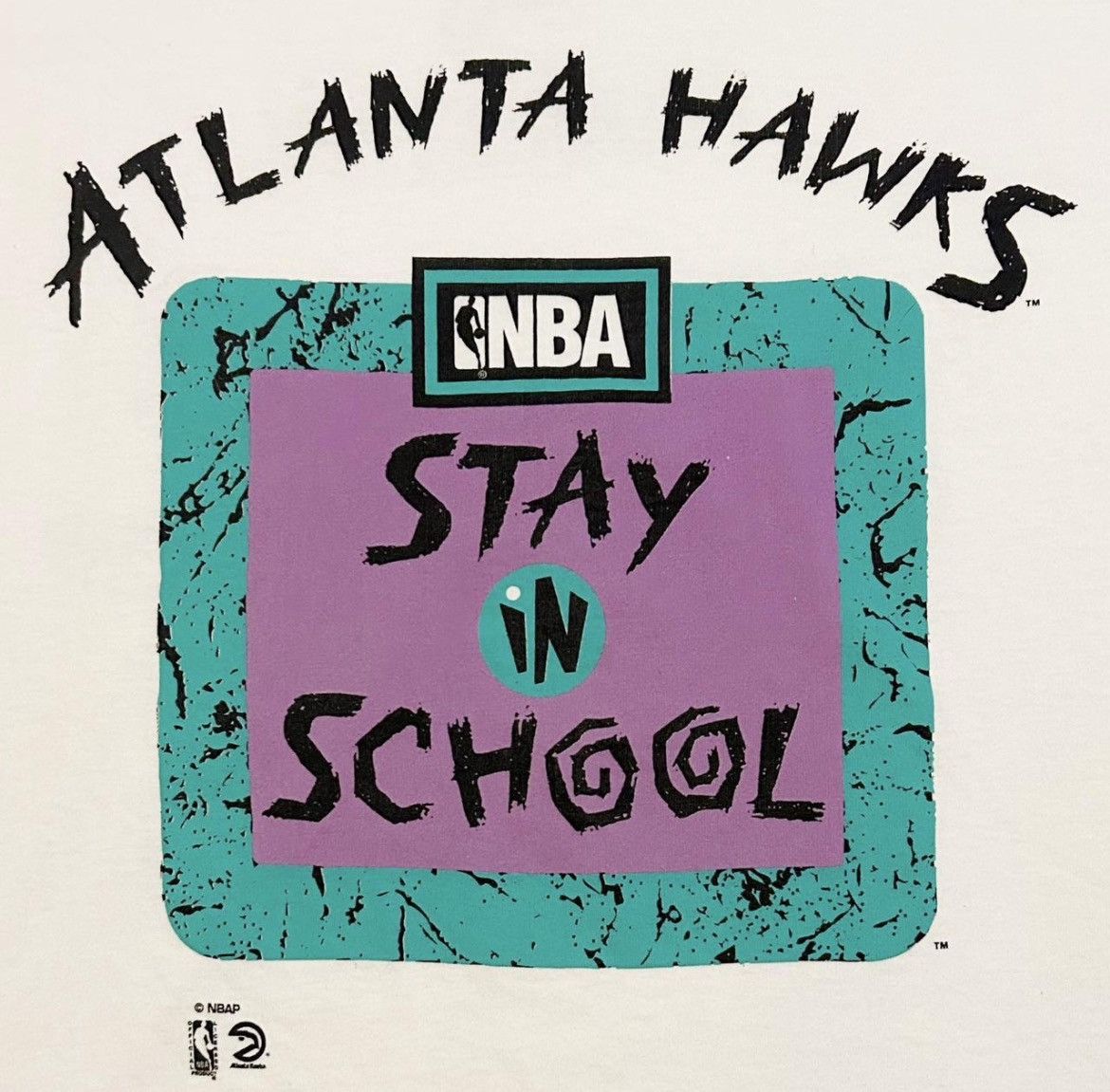 Salem Sportswear Vintage 90s Atlanta Hawks Stay In School XL Salem T-Shirt Size US XL / EU 56 / 4 - 3 Thumbnail