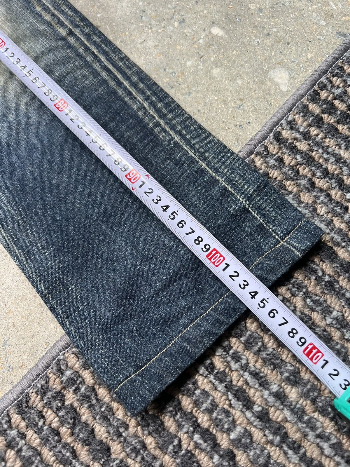 Japanese Brand 00’s ONIARAI RARE EMBROIDED FADED JEANS EVISU STYLE RARE Size US 29 - 8 Thumbnail