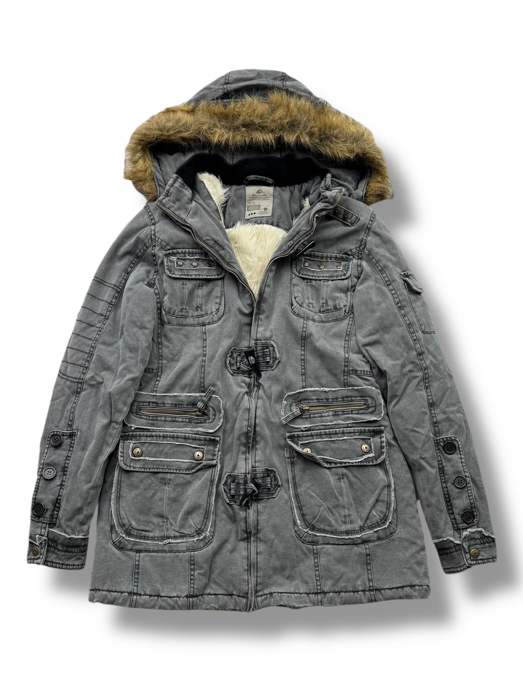Vintage Y2K Hooded Jacket (V50) Size L / US 10 / IT 46 - 1 Thumbnail