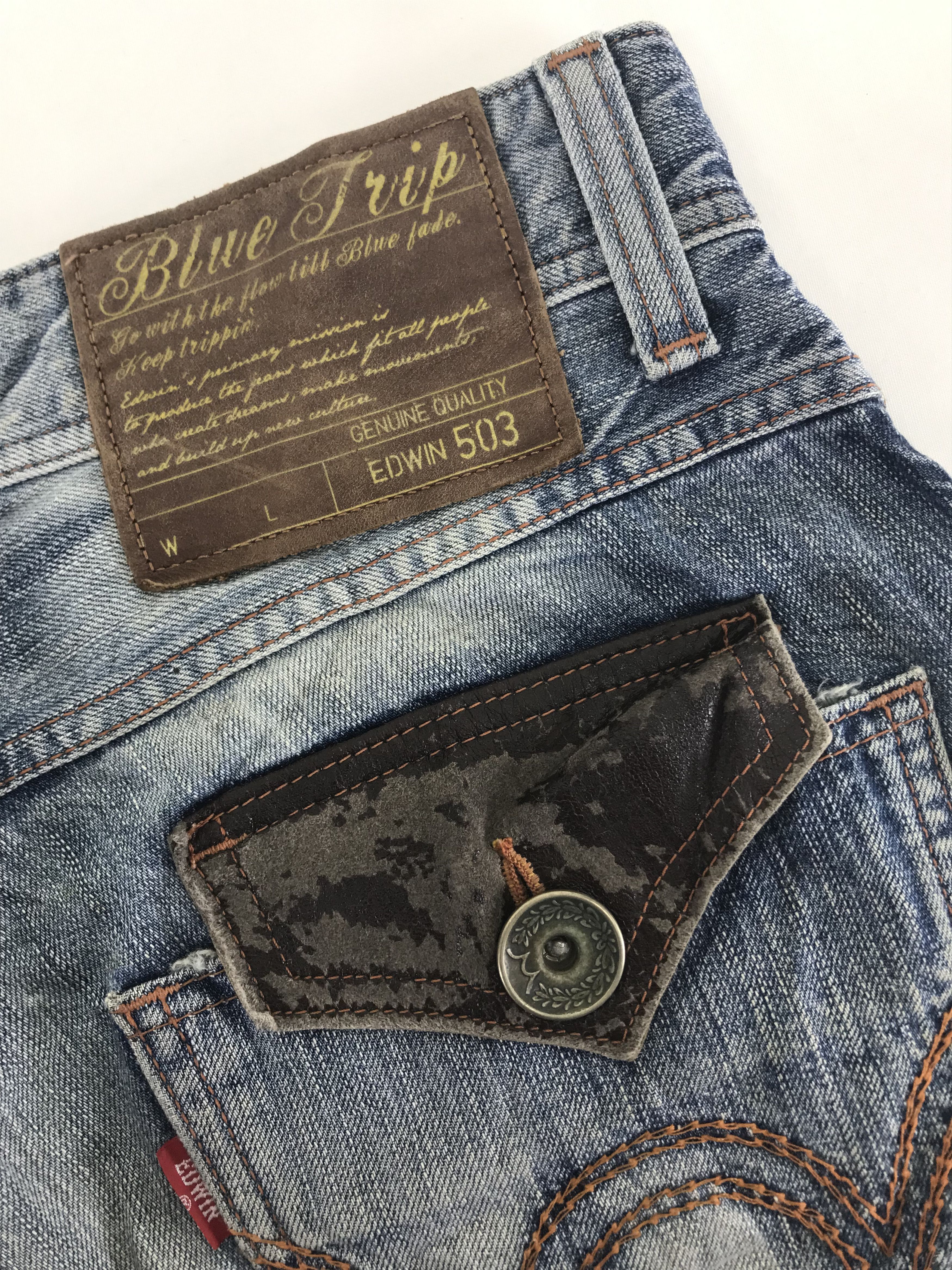 Edwin Vintage Edwin 503 Blue Bleach Flare Jeans Size US 32 / EU 48 - 11 Thumbnail