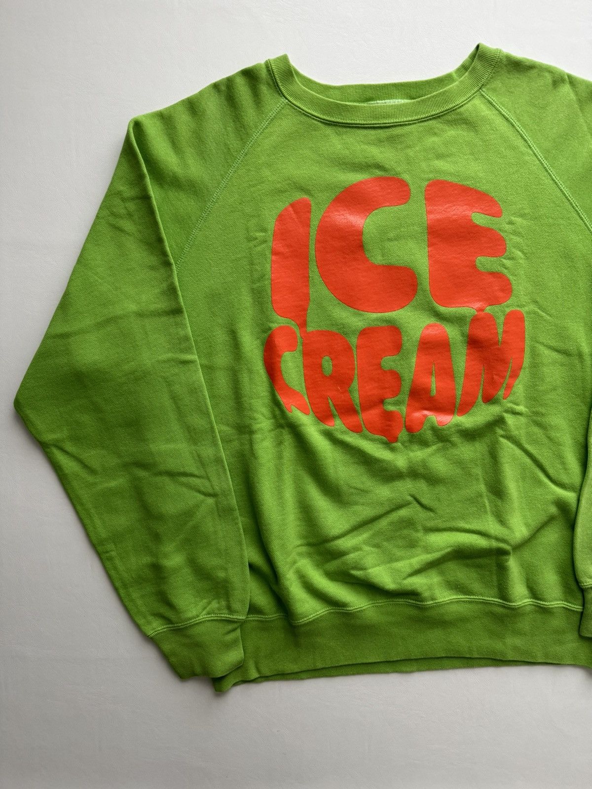 image of Billionaire Boys Club Season 6 Ice Cream Fish Eye Logo Crewneck in Lime Green, Men's (Size Medium)
