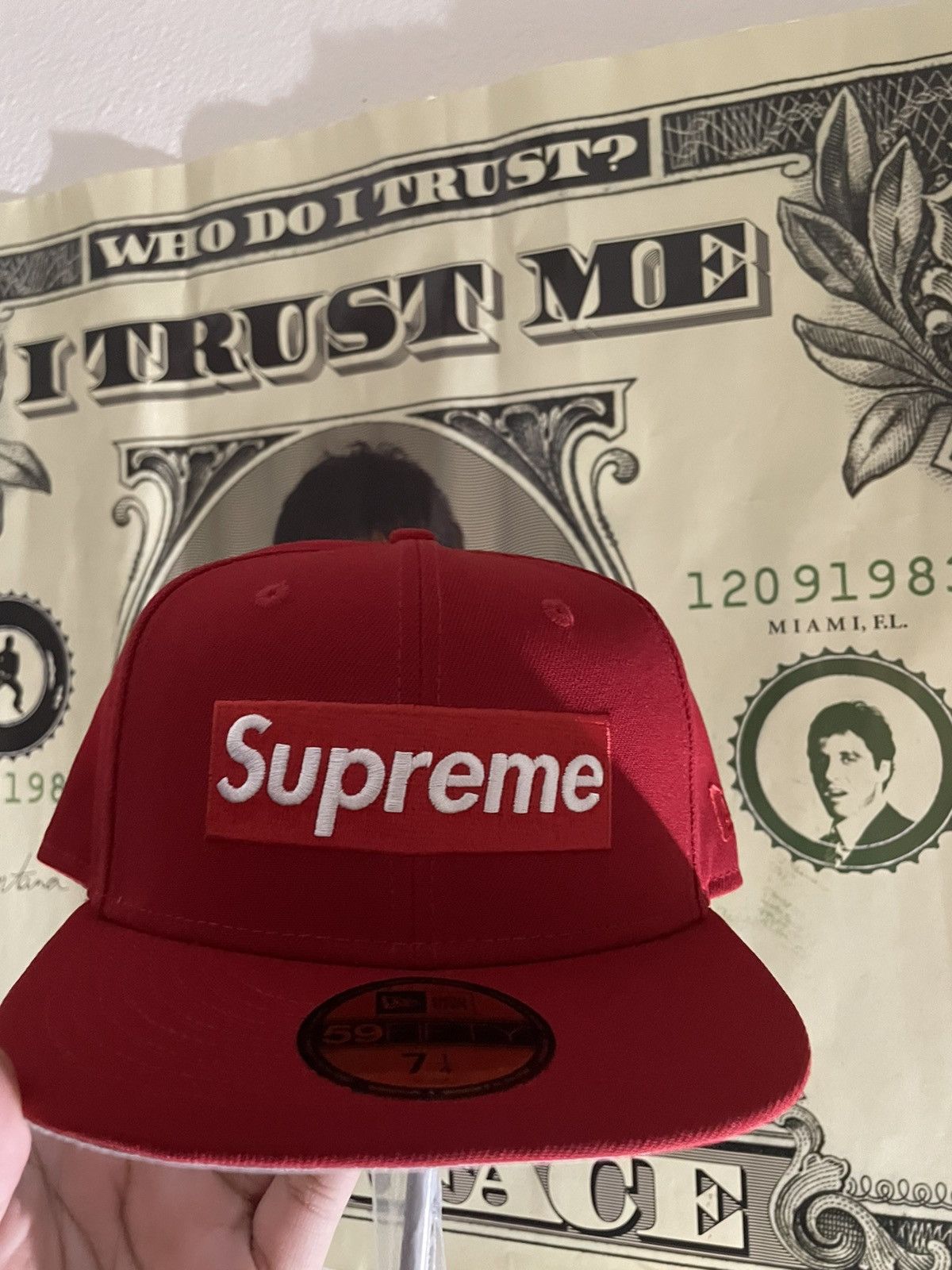 image of Supreme New Era Sharpie Hat 7 1/4 in Red, Men's