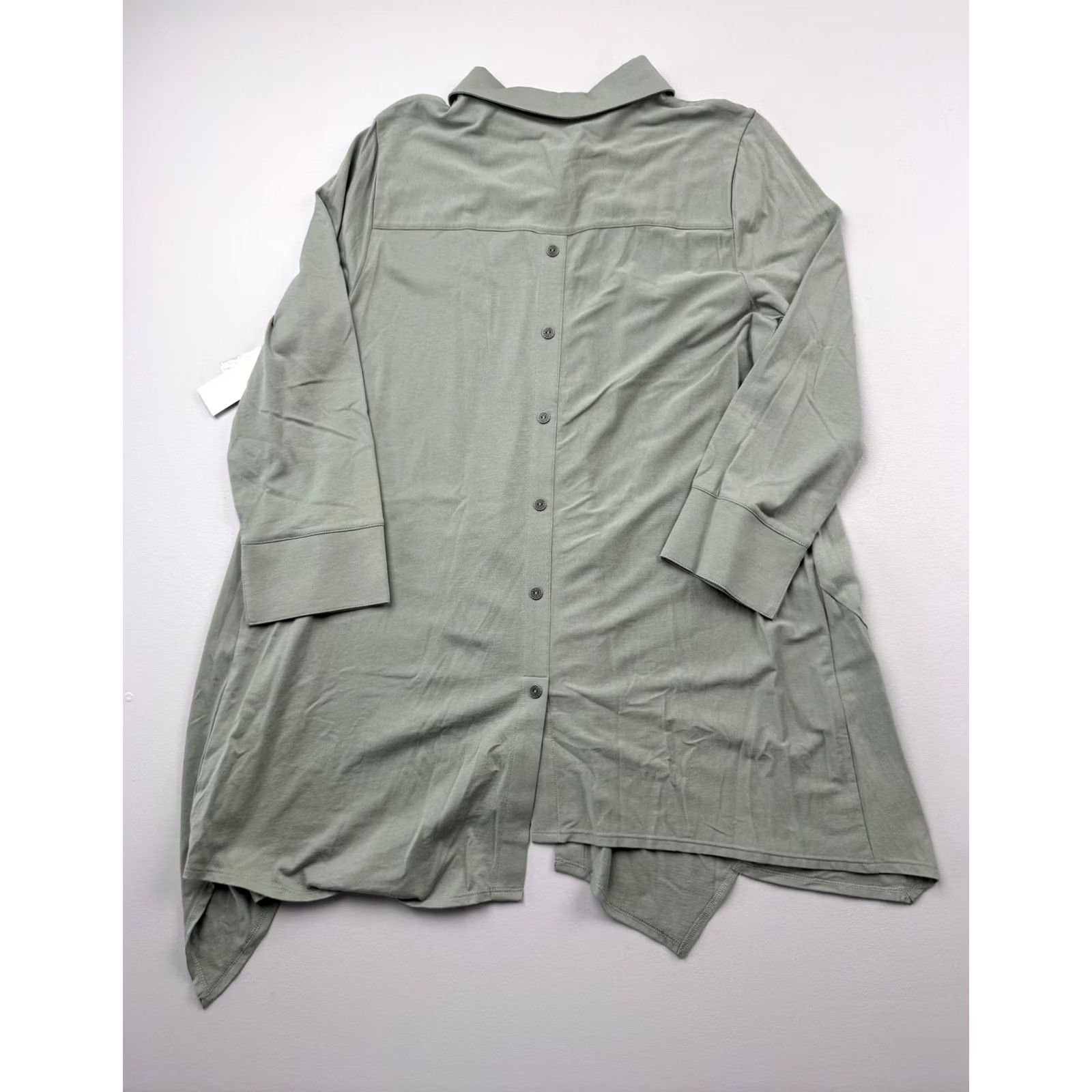 Soft Surroundings Soft Surroundings Shirt Womens Large Green Button-Up 3/4 Sleeve Tunic Top Size L / US 10 / IT 46 - 2 Thumbnail