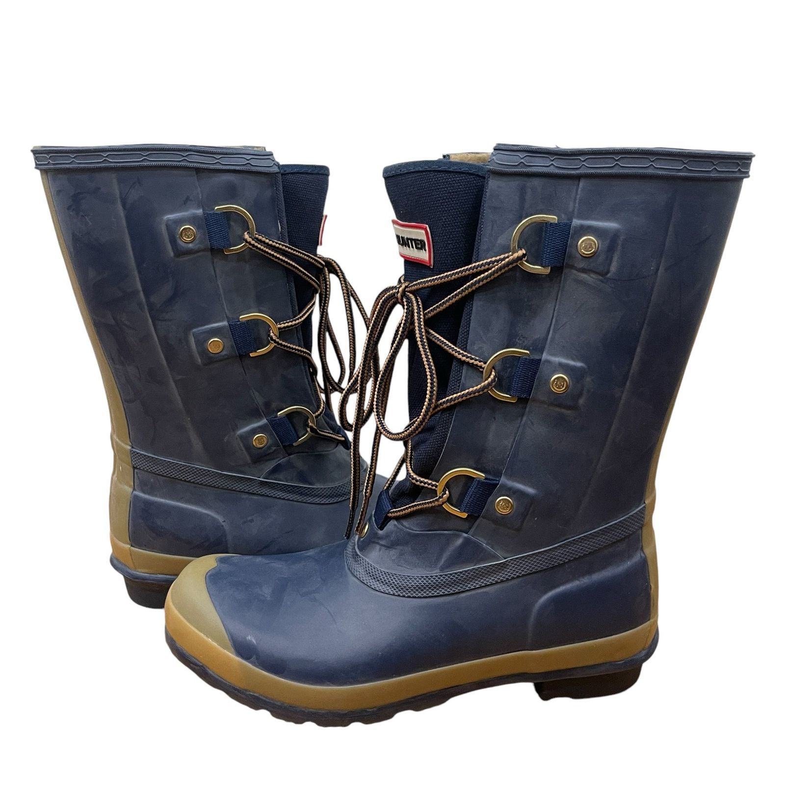 Hunter Boots Sascha Blue Lace Up Rain Boots Size 7F/ 6M