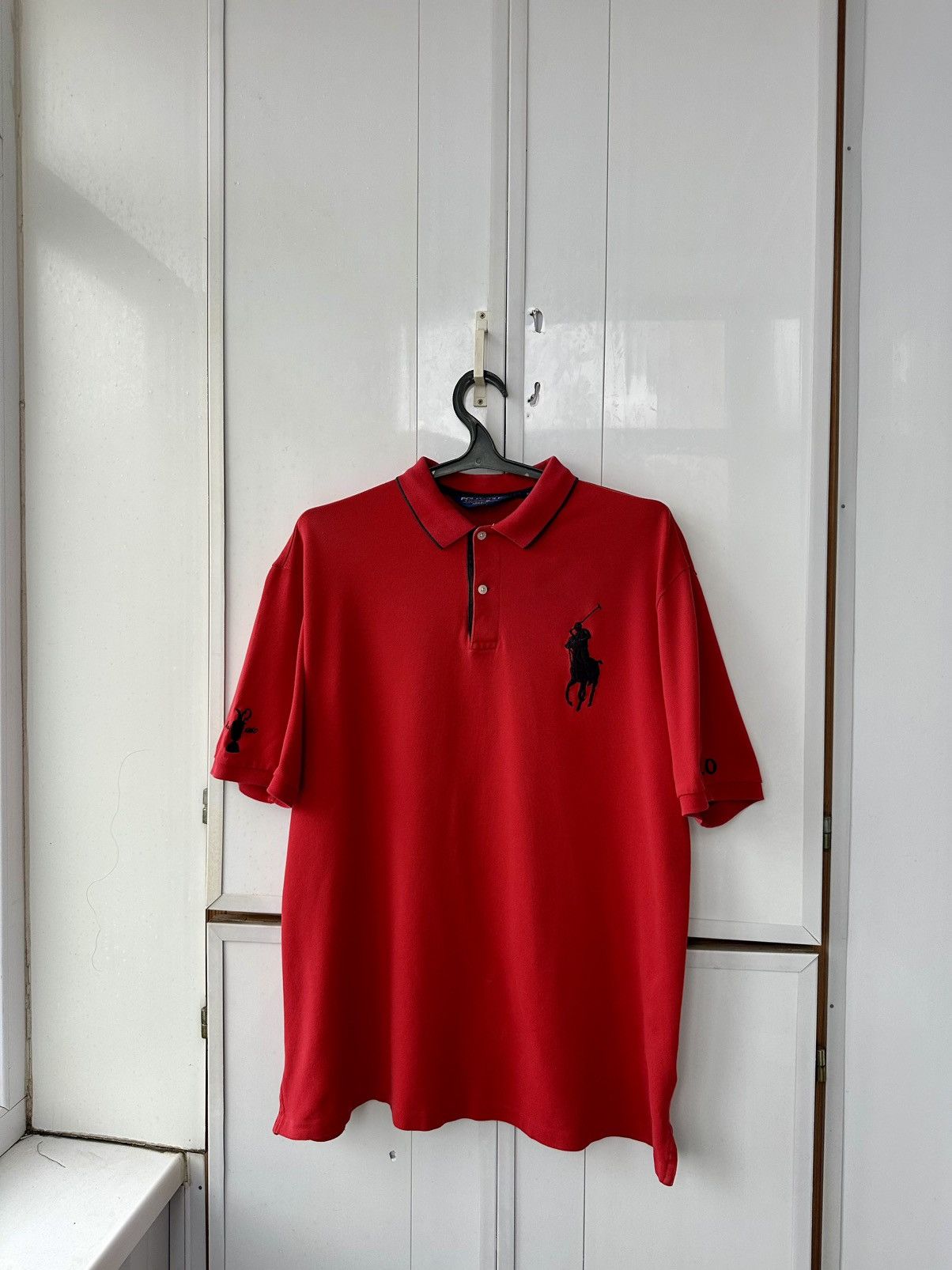 Polo Ralph Lauren Vintage Polo Ralph Lauren Red Polos Black Logo Size US XL / EU 56 / 4 - 2 Thumbnail