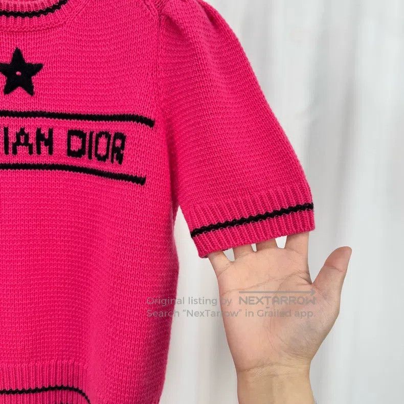 Dior Dior Lucky Star Embroidered Letter Knitted Short Sleeve Size XS / US 0-2 / IT 36-38 - 4 Thumbnail