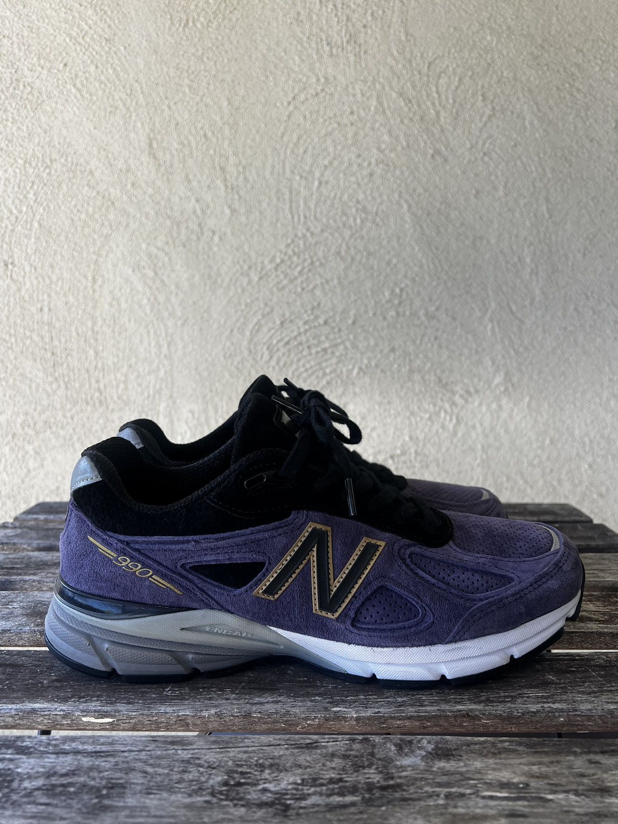 image of New Balance 990V4 Wild Indigo Shoes in Purple, Men's