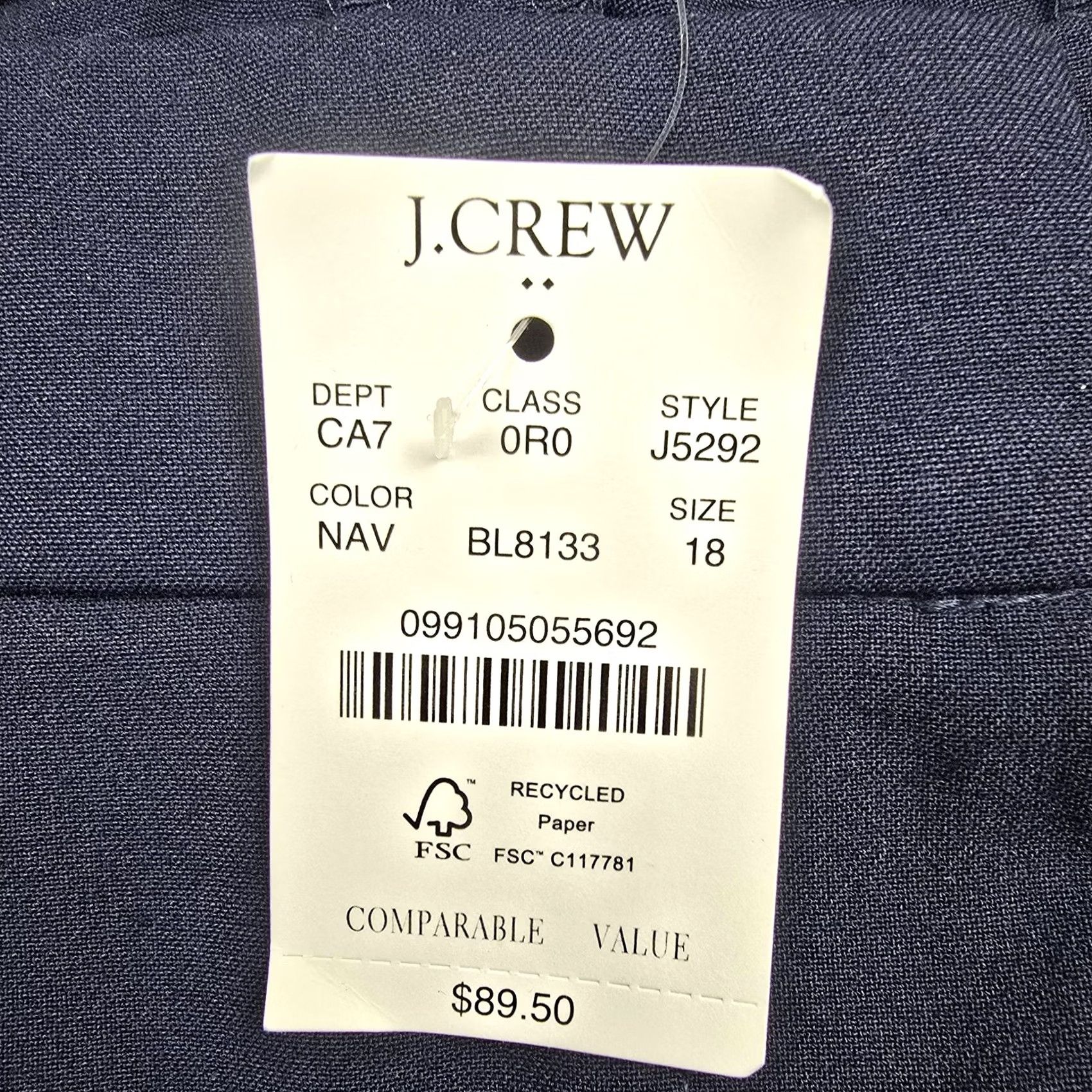 J.Crew J Crew Pants Womens 18 Navy Blue Twill Ruby Crop Stretch Dress Career Work New Size 40" / US 18 - 3 Thumbnail