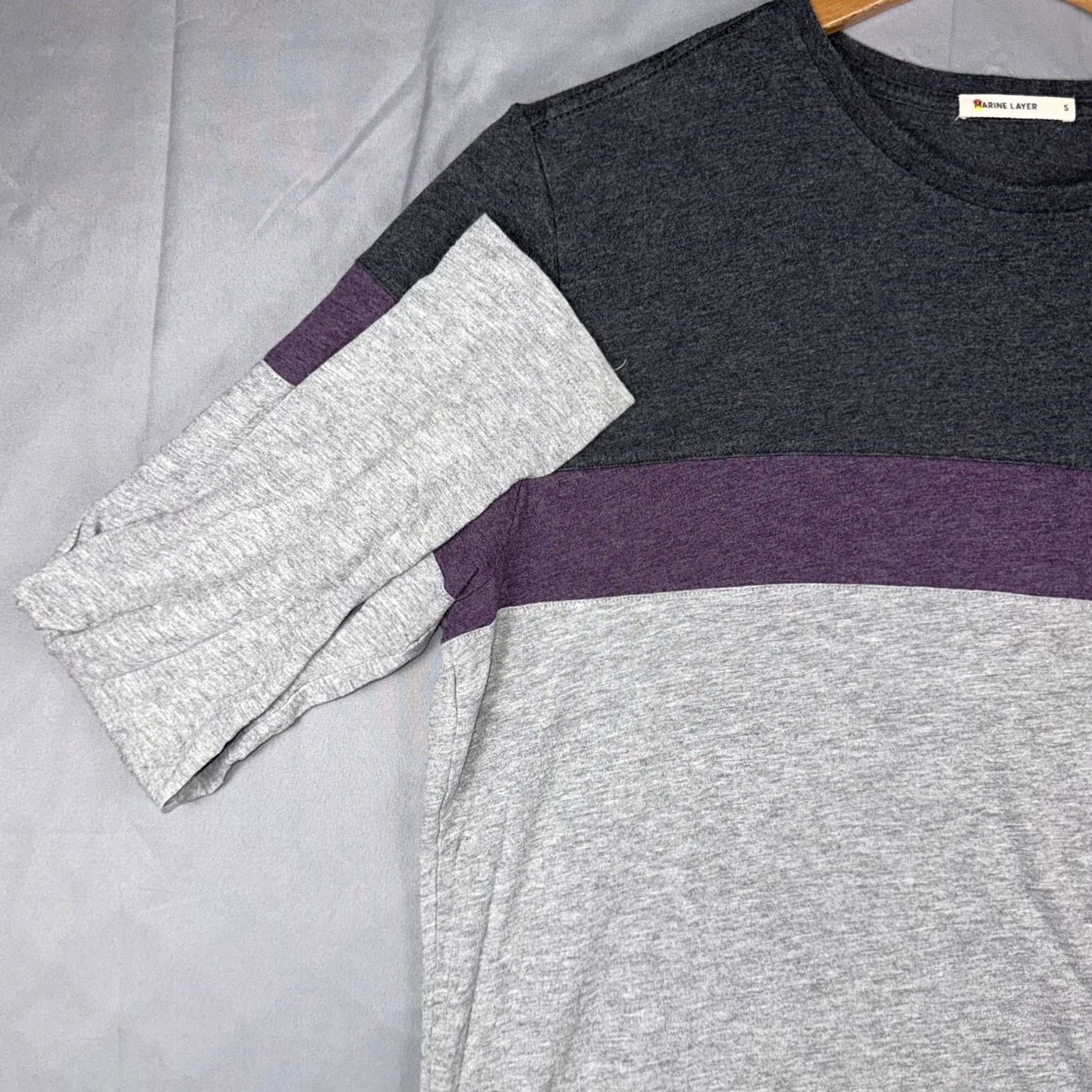 Marine Layer Marine Layer Shirt Mens S Gray Colorblock Long Sleeve Crewneck Tee Top Size US S / EU 44-46 / 1 - 6 Thumbnail