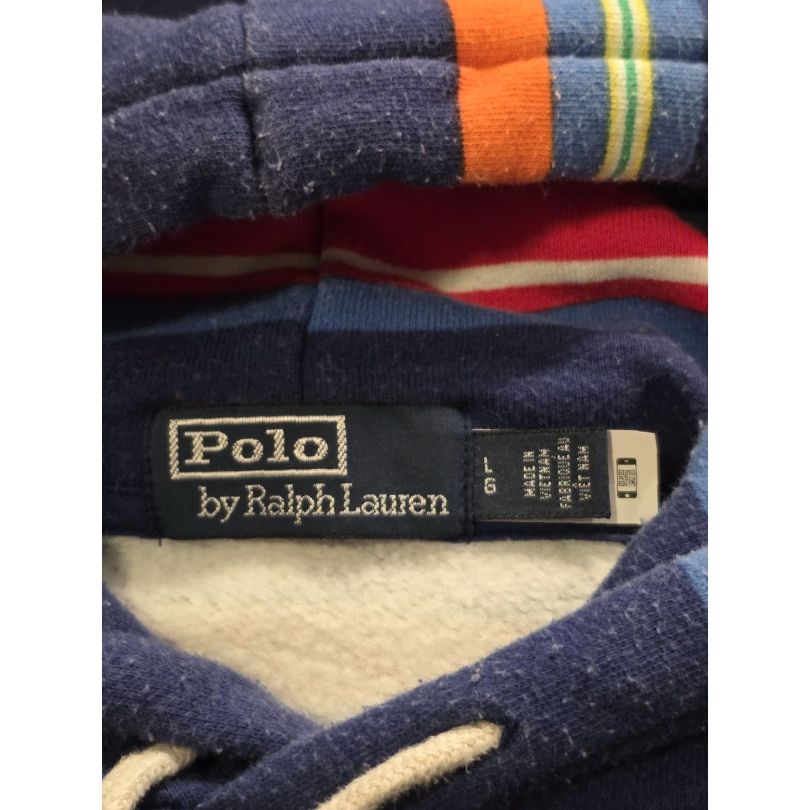 Polo Ralph Lauren Polo Ralph Lauren Hoodie Adult Large Multicolored Striped Fleece Pullover Hooded Logo Pockets Mens Size US L / EU 52-54 / 3 - 5 Thumbnail