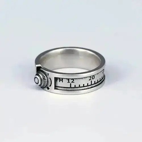 Hype x Jewelry Silver Measuring Ruler Resizable Ring, Men's