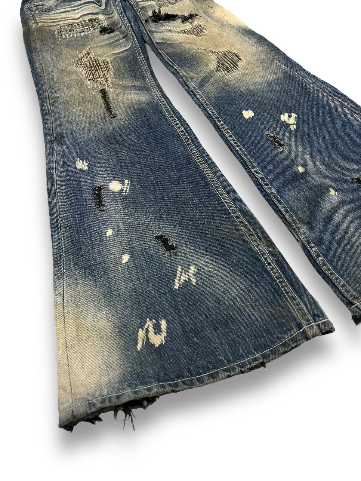 If Six Was Nine Vintage Army of NO! Patched Distressed Flare Grunge Jeans Size US 30 / EU 46 - 12 Thumbnail
