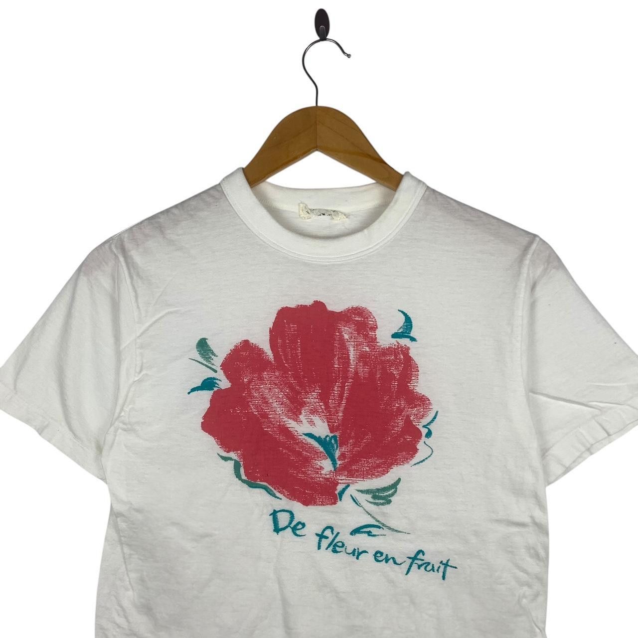 Vintage Vintage DE FLEUR EN Frait Flower Drawing Painting Tee Shirt Size S / US 4 / IT 40 - 2 Thumbnail