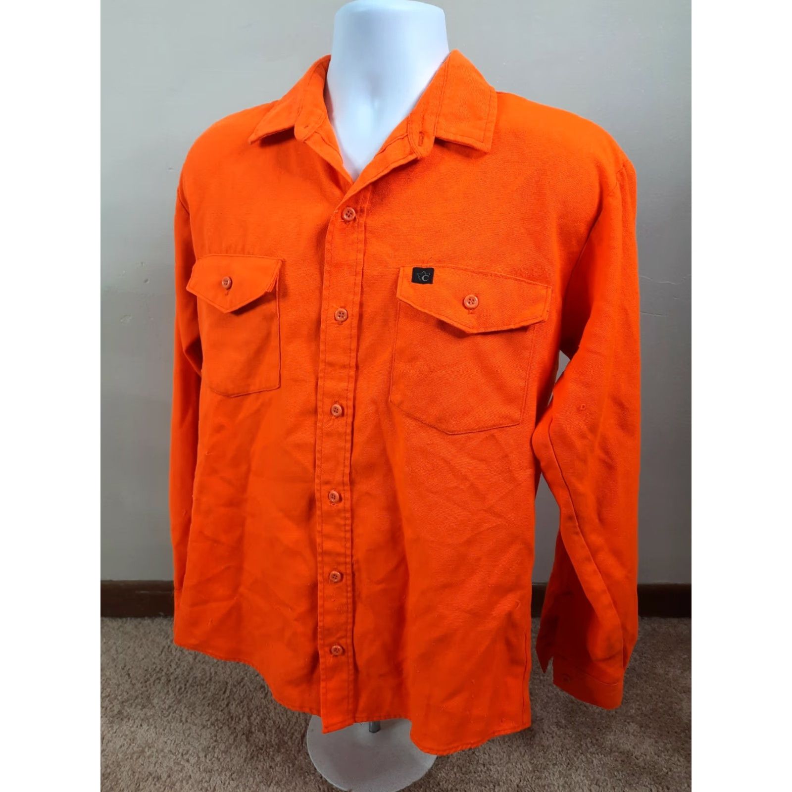 Hunter VINTAGE Codet USA Made Safety Hunter Blaze Orange Hunting Shirt Sz Large L5S Size US L / EU 52-54 / 3 - 6 Thumbnail