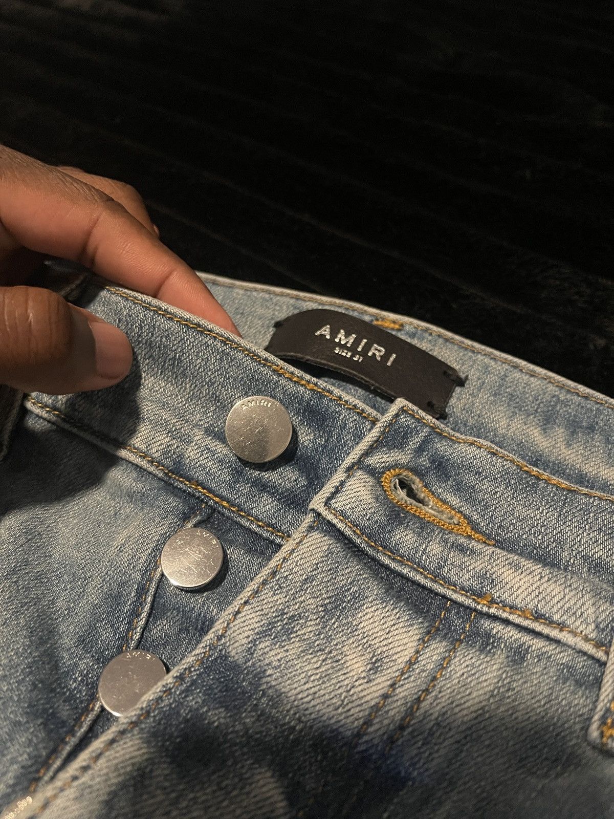 Amiri Amiri Blue Distressed Skinny Jeans Size 31" - 3 Thumbnail