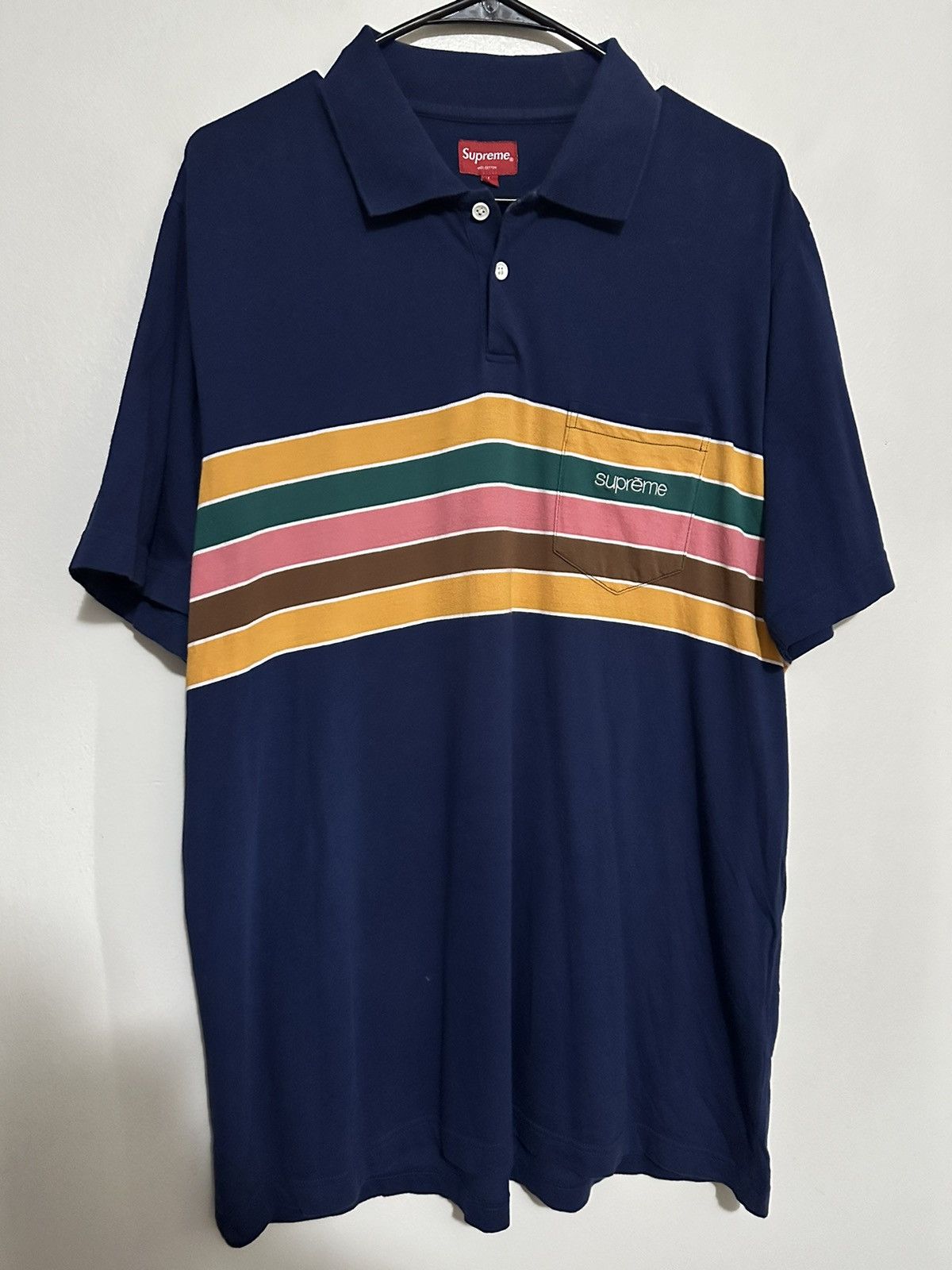 トップス Supreme Chest Stripes Polo Supreme Chest Stripes Polo (SS18) - $98