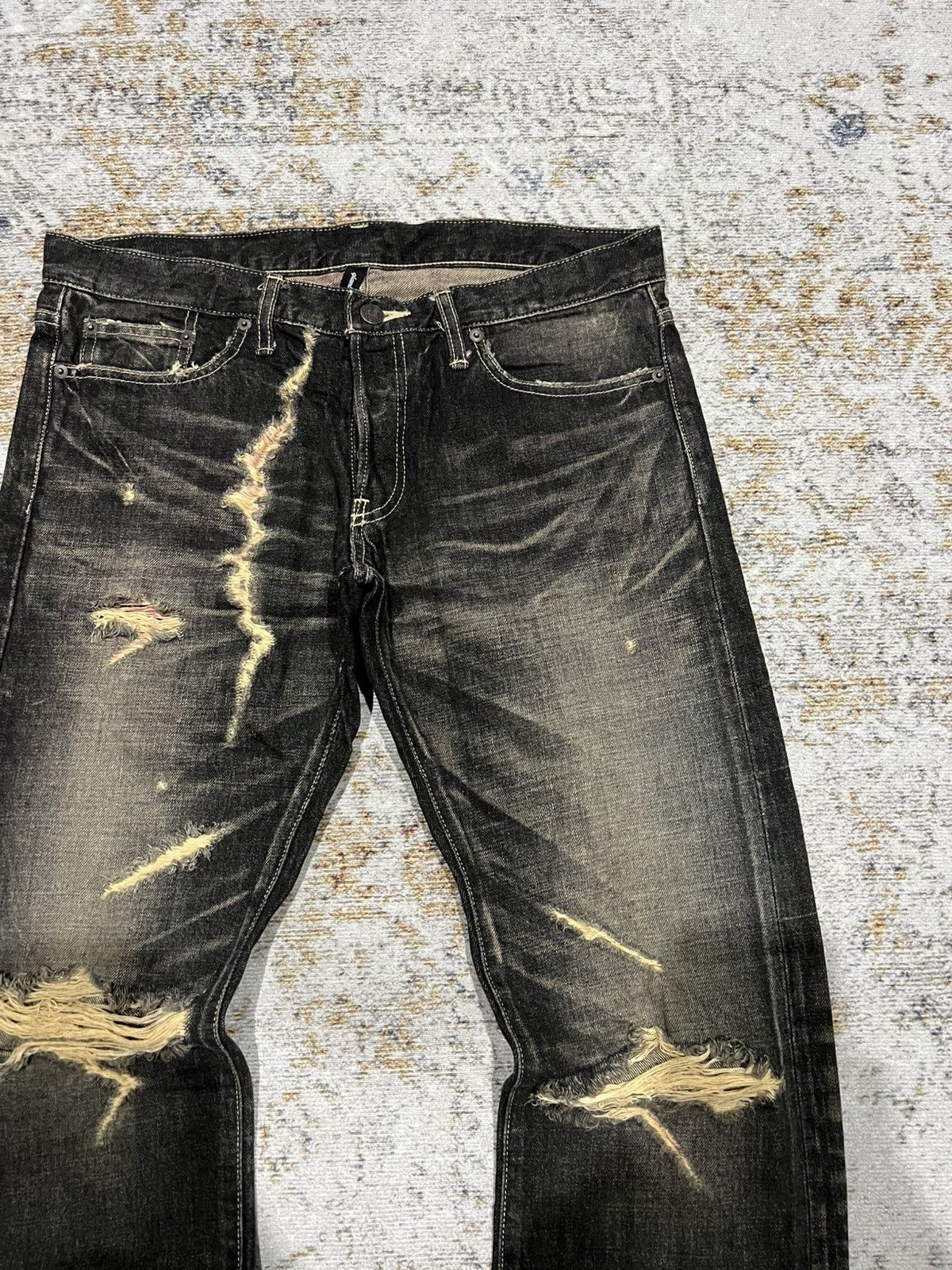 Japanese Brand × Vintage Glambs Japan Mudwash Distressed Denim Size US 33 - 3 Thumbnail