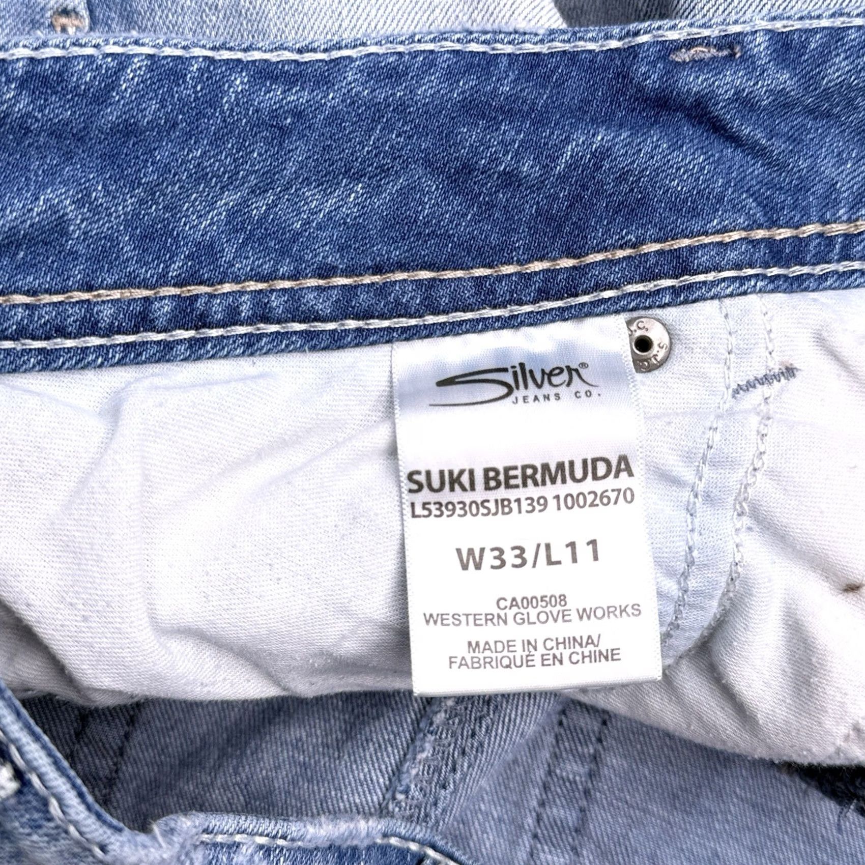 Silver Jeans Co. Silver Jeans Bermuda Shorts Womens W33 L11 Mid Rise Stretch Denim 5-Pocket Blue Cotton Elastane Regular Summer Size 24" / US 00 / IT 34 - 5 Thumbnail