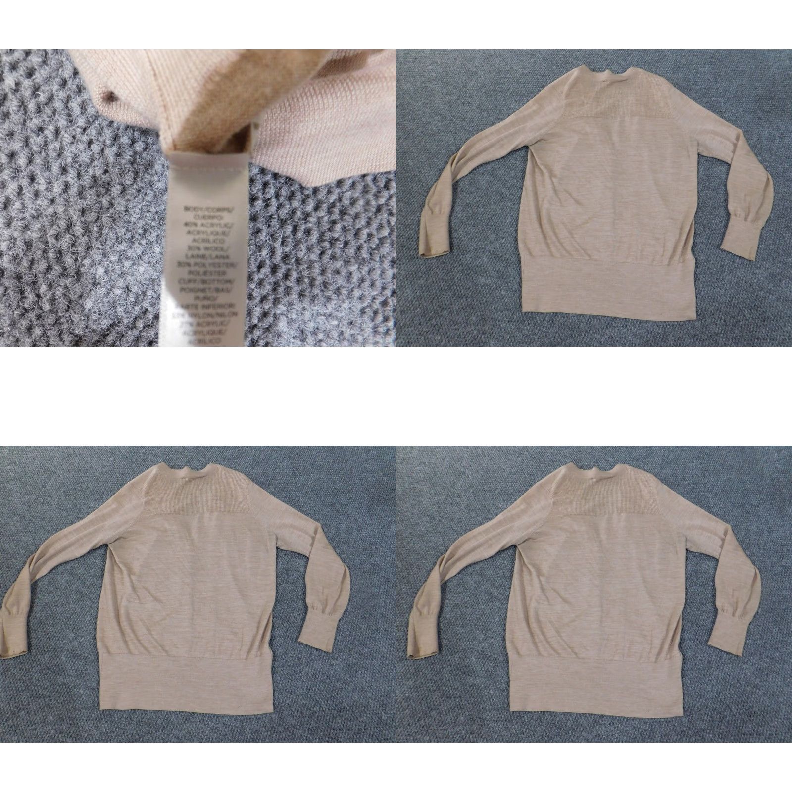 Loft LOFT Cardigan Sweater Womens L Beige Knit Rib Button V-Neck Stretch Casual Modern Designer Fall Winter Spring Size L / US 10 / IT 46 - 9 Thumbnail