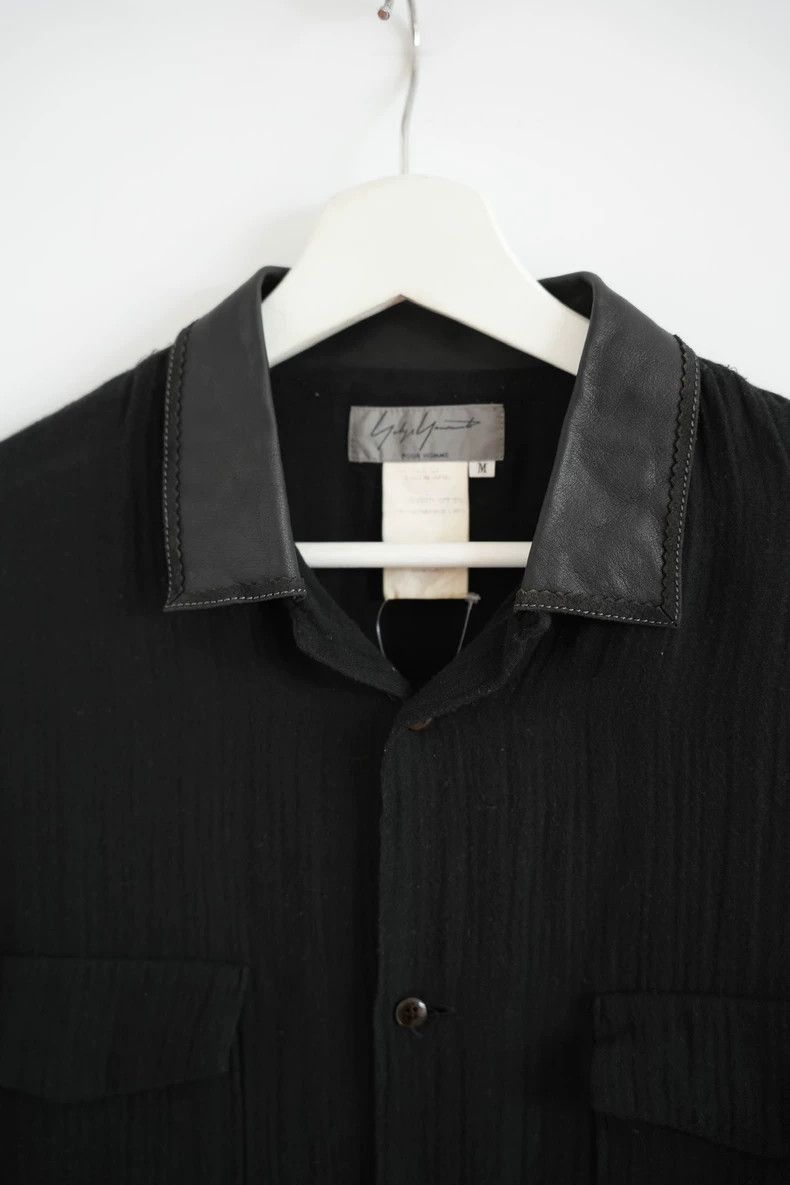 Yohji Yamamoto Yohji Yamamoto Yohji Yamamoto Black Shirt with Leather Col Size US M / EU 48-50 / 2 - 3 Thumbnail