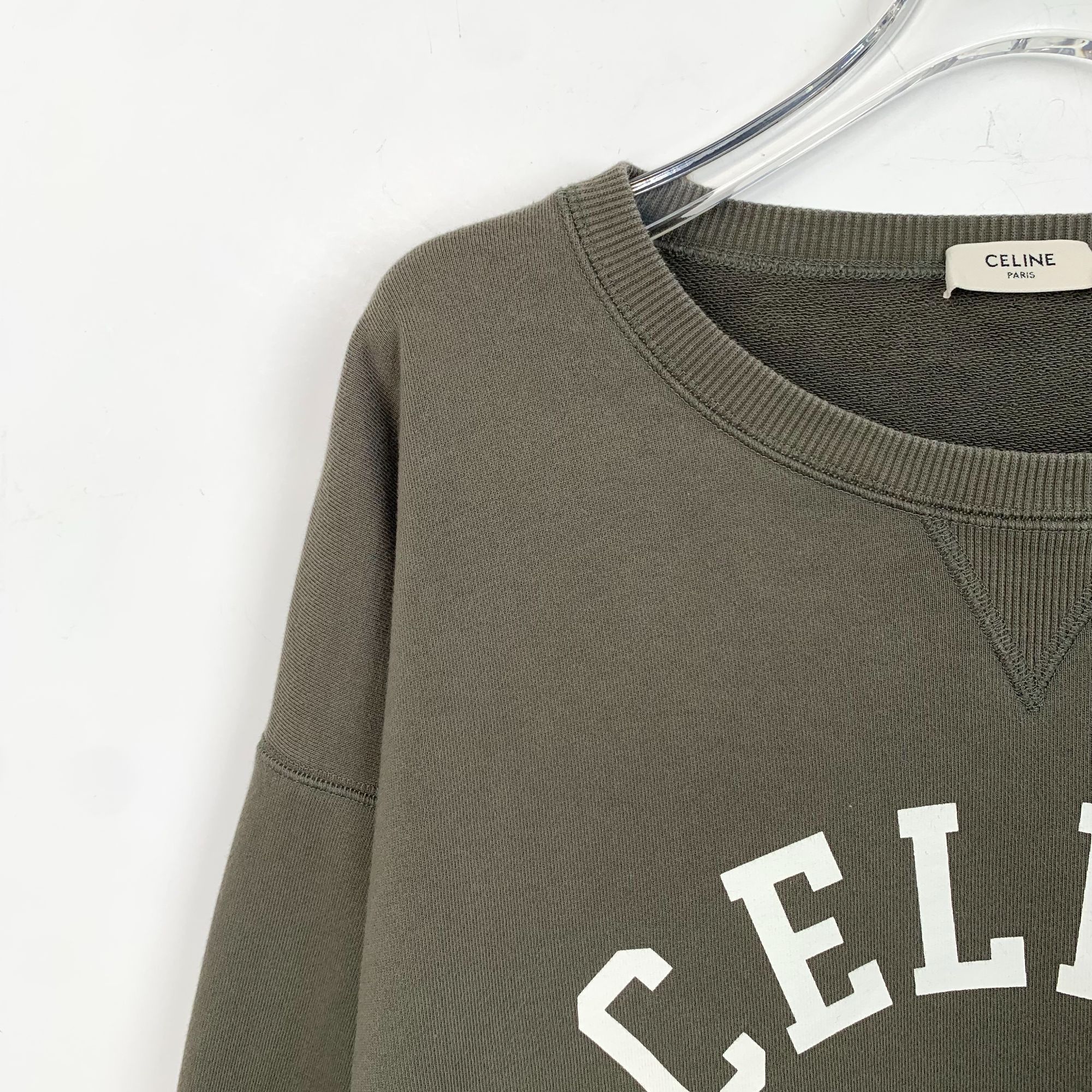 Celine Celine Green Logo Print Cotton Round Neck Long Sleeve Sweats Size L / US 10 / IT 46 - 7 Thumbnail