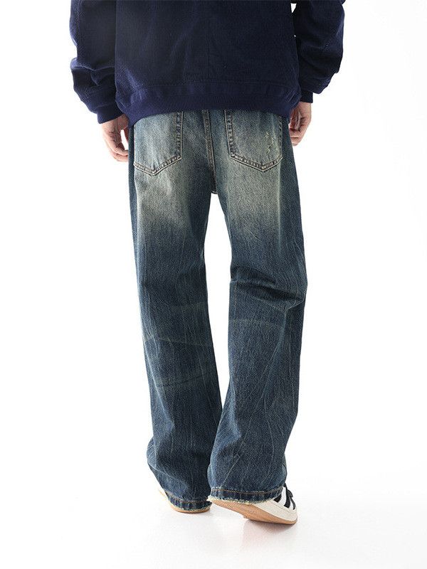 Japanese Brand Street retro men's distressed vibe flared loose jeans Size US 32 / EU 48 - 5 Thumbnail